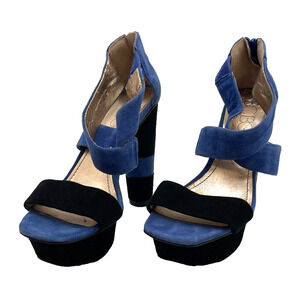 BCBG Cherry 2x Black Blue Paris Suede Platform Heels Size 6 1/2 B / 36 1/2